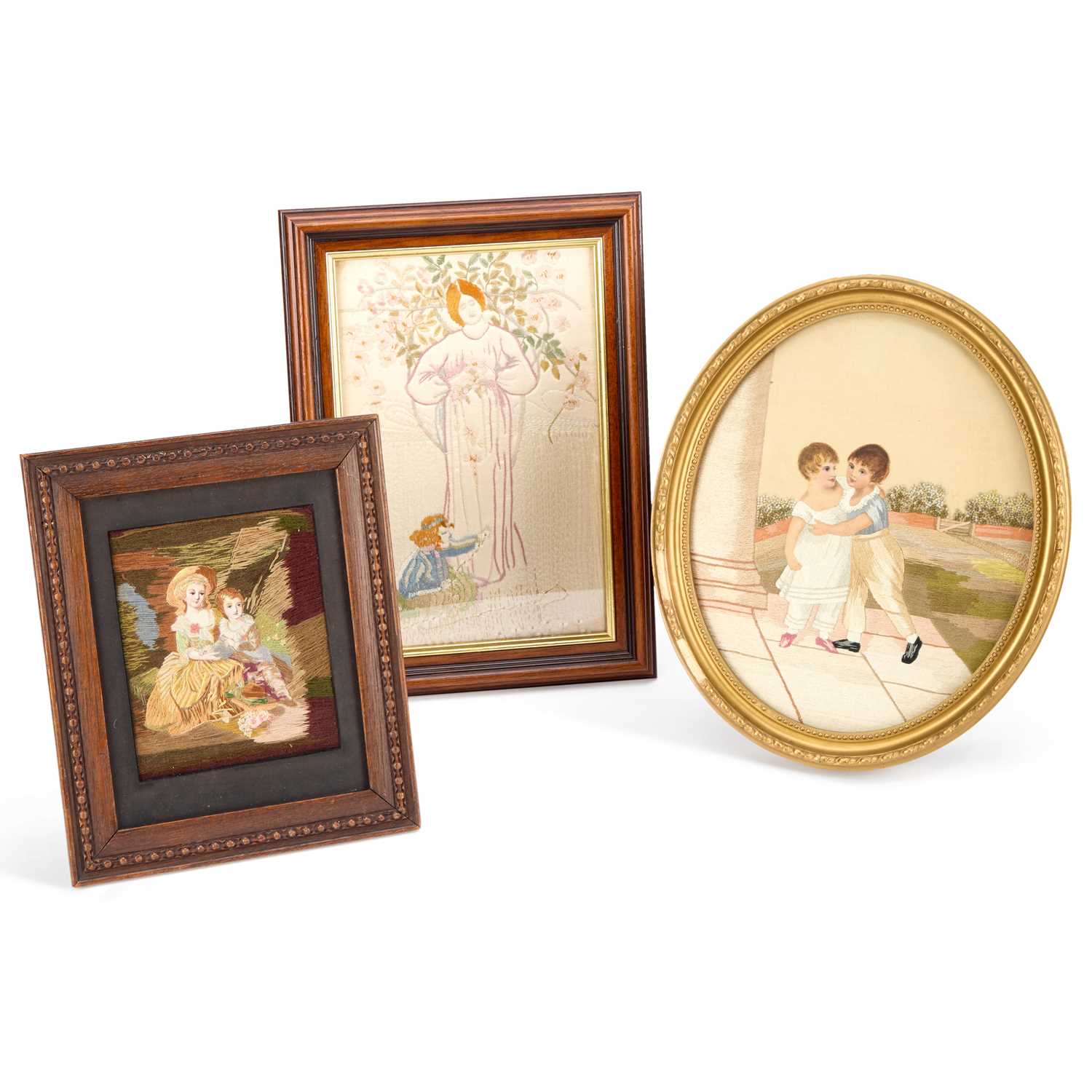 Lot 26 - THREE SILKWORK PICTURES