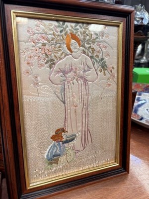 Lot 26 - THREE SILKWORK PICTURES