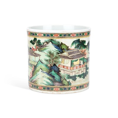 Lot 500 - A CHINESE PORCELAIN FAMILLE VERTE BRUSH POT
