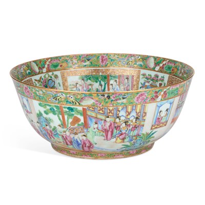 Lot 481 - A CANTONESE PORCELAIN PUNCHBOWL