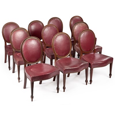 Lot 1030 - A SET OF TEN GEORGE III MAHOGANY OVAL-BACK DINING CHAIRS