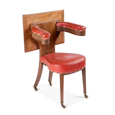 Lot 1026 - A GEORGE III MAHOGANY LIBRARY READING CHAIR