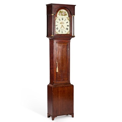 Lot 960 - AN EARLY 19TH CENTURY OAK THIRTY-HOUR LONGCASE CLOCK