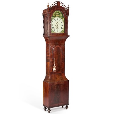 Lot 961 - A 19TH CENTURY NORTH-EASTERN MAHOGANY EIGHT-DAY LONGCASE CLOCK