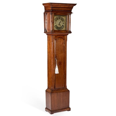 Lot 958 - A GEORGE III OAK THIRTY-HOUR LONGCASE CLOCK