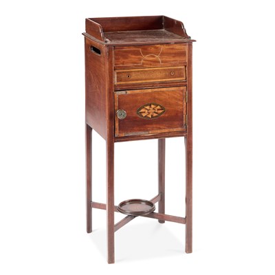 Lot 1016 - A GEORGE III INLAID MAHOGANY NIGHTSTAND