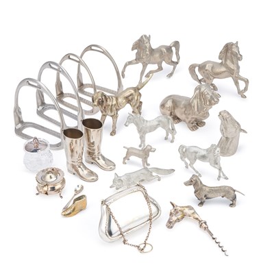 Lot 254 - A GROUP OF SILVER PLATED MODELS OF ANIMALS