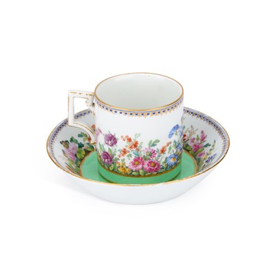 Lot 180 - A BERLIN PORCELAIN COFFEE CAN AND SAUCER