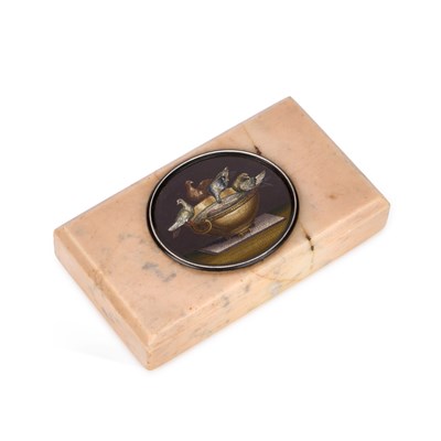 Lot 799 - AN ITALIAN GRAND TOUR MICROMOSAIC MARBLE DESK WEIGHT