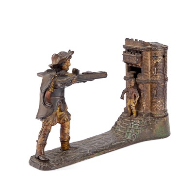 Lot 232 - A WILLIAM TELL CAST IRON MONEY BOX