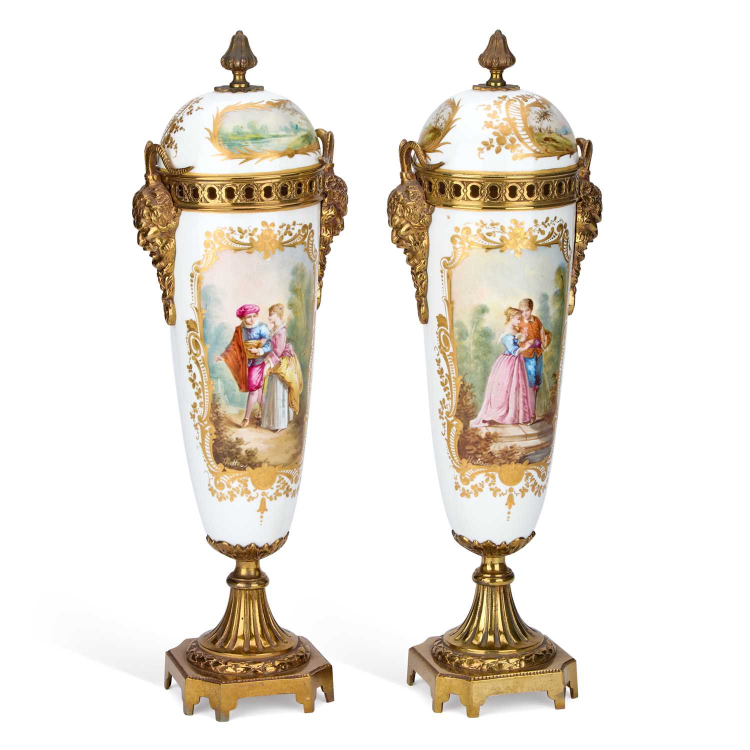 Lot 105 - A PAIR OF SÈVRES STYLE PORCELAIN VASES