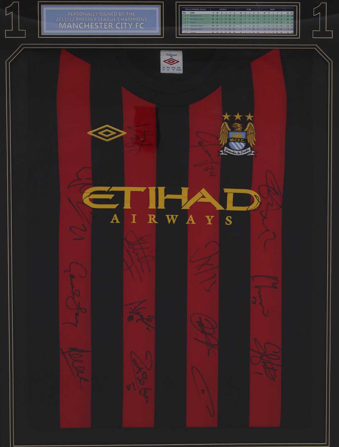Lot 7 - FOOTBALL MEMORABILIA: A MANCHESTER CITY MULTI SIGNED 2011 - 12 SEASON SHIRT