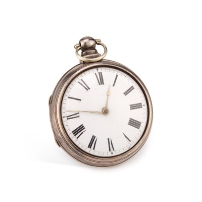 Lot 587 - A SILVER PAIR CASED POCKET WATCH