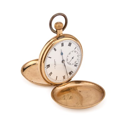 Lot 573 - A 9CT GOLD FULL HUNTER JW BENSON POCKET WATCH