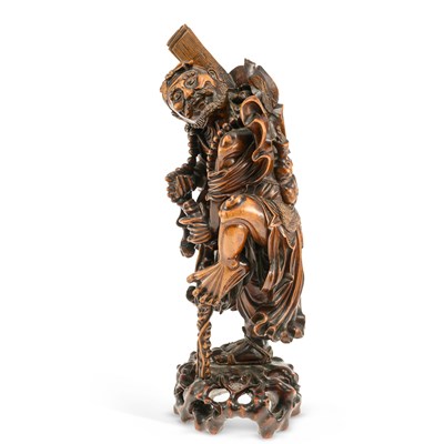 Lot 541 - A CHINESE WOOD CARVING OF LI TIEGUAI