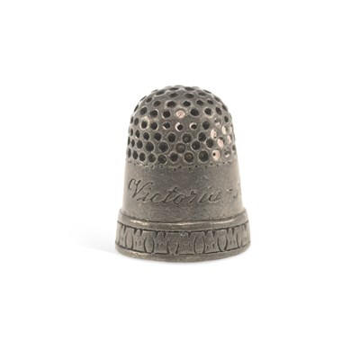 Lot 188 - A VICTORIA AND ALBERT COMMEMORATIVE PEWTER THIMBLE