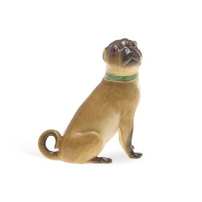 Lot 107 - A MEISSEN PORCELAIN PUG DOG