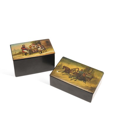 Lot 822 - TWO RUSSIAN LACQUERED BOXES