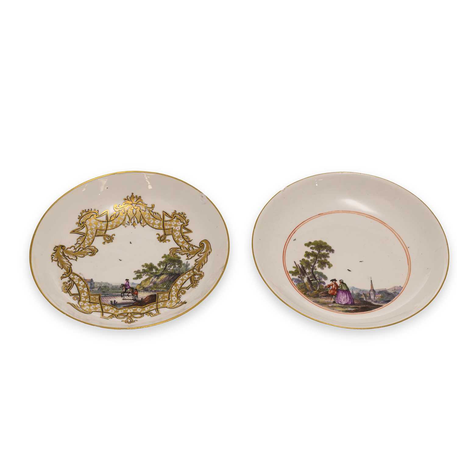 Lot 89 - TWO MEISSEN PORCELAIN SAUCERS