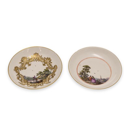 Lot 89 - TWO MEISSEN PORCELAIN SAUCERS