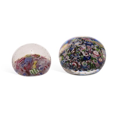 Lot 44 - TWO 19TH CENTURY SMALL FRENCH MILLEFIORI PAPERWEIGHTS