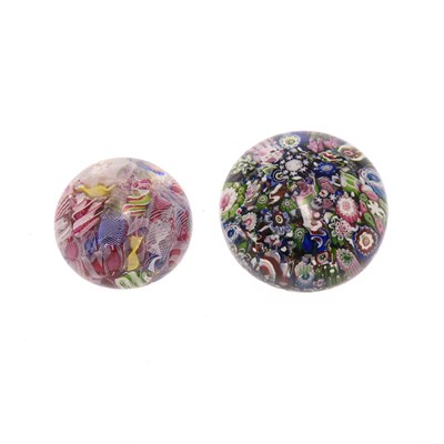 Lot 44 - TWO 19TH CENTURY SMALL FRENCH MILLEFIORI PAPERWEIGHTS