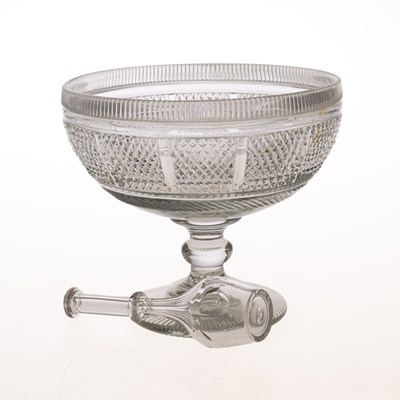 Lot 42 - A GEORGIAN CUT-GLASS PUNCH BOWL AND TODDY LIFTER