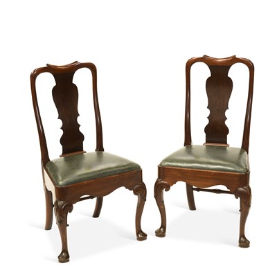 Lot 1066 - A PAIR OF GEORGE II MAHOGANY SIDE CHAIRS