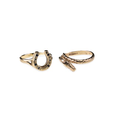 Lot 777 - TWO 9 CARAT GOLD EQUESTRIAN RINGS