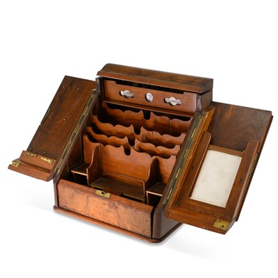 Lot 1154 - A VICTORIAN BURR WALNUT CORRESPONDENCE CABINET