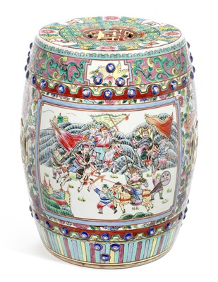 Lot 409 - A CHINESE FAMILLE ROSE PORCELAIN GARDEN SEAT