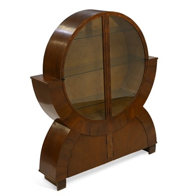 Lot 1058 - AN ART DECO WALNUT VITRINE