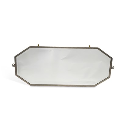 Lot 1134 - A MID-20TH CENTURY SILVERED-METAL FRAMED WALL MIRROR