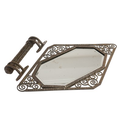 Lot 1140 - A FRENCH ART DECO WROUGHT-IRON MIRROR