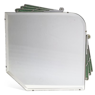 Lot 1133 - AN ART DECO CHROME FRAMELESS MIRROR
