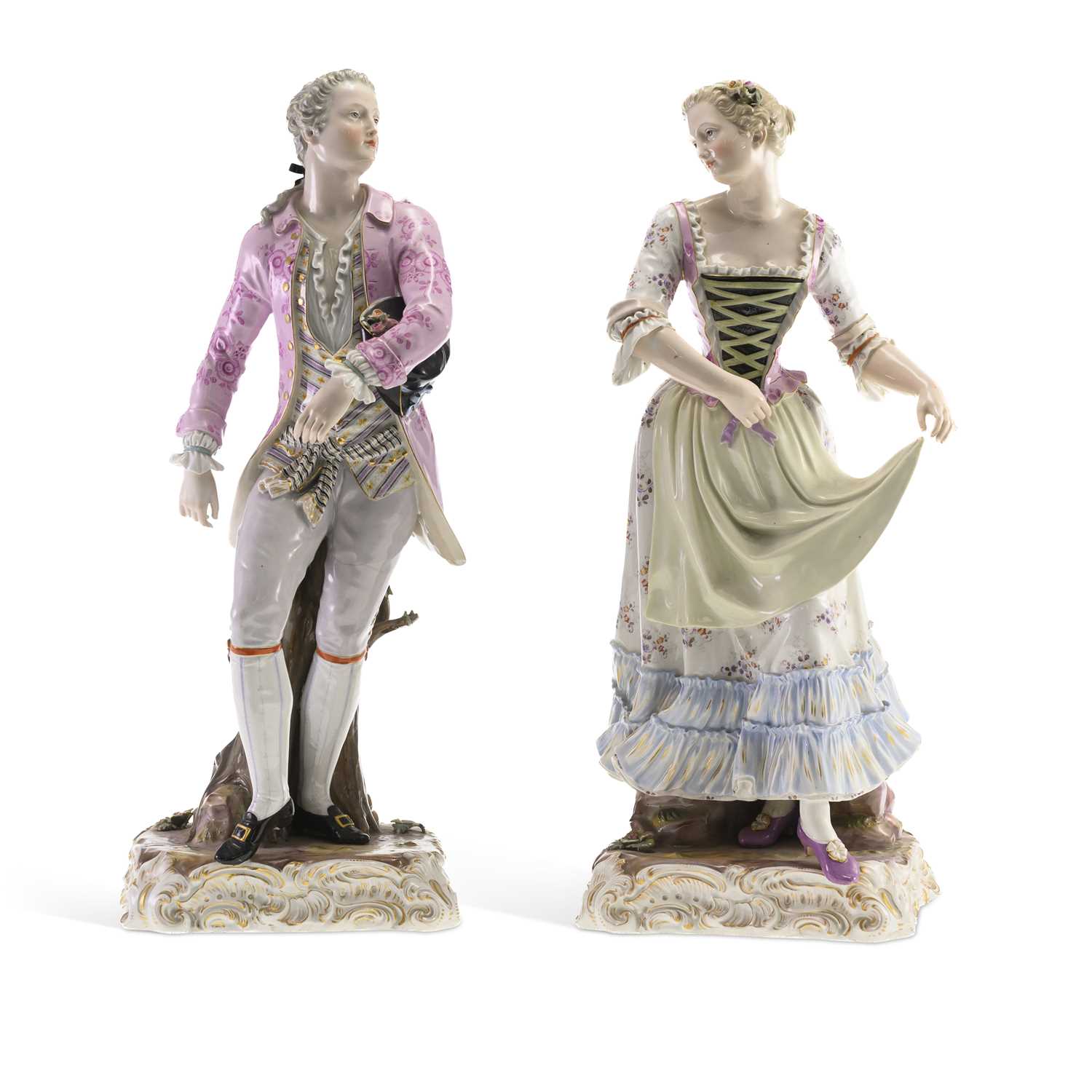 Lot 112 - A FINE PAIR OF MEISSEN FIGURES