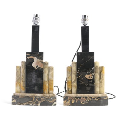 Lot 1011 - A PAIR OF ART DECO MARBLE GARNITURES