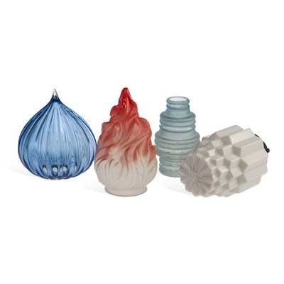 Lot 1013 - A GROUP OF FOUR ART DECO MOULDED-GLASS LIGHT SHADES