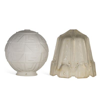 Lot 1016 - TWO LARGE ART DECO LIGHT SHADES