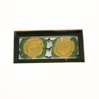 Lot 53 - A SET OF SEVEN FRENCH ENAMELLED ART NOUVEAU GLASS PANELS BY DELVAUX
