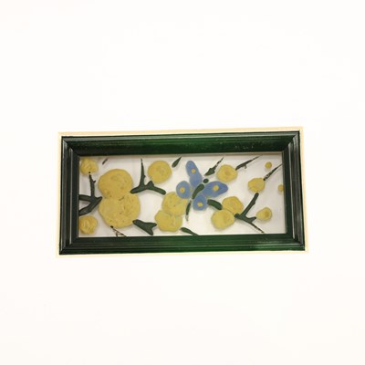 Lot 53 - A SET OF SEVEN FRENCH ENAMELLED ART NOUVEAU GLASS PANELS BY DELVAUX