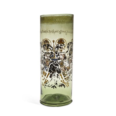 Lot 37 - A 16TH CENTURY STYLE BOHEMIAN ENAMELLED REICHSADLER HUMPEN GLASS