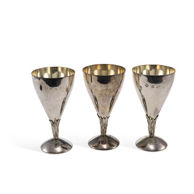 Lot 325 - THREE ELIZABETH II SILVER GOBLETS
