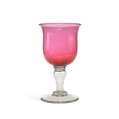 Lot 51 - A LARGE VICTORIAN RUBY GLASS GOBLET