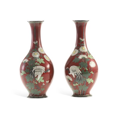 Lot 544 - A PAIR OF JAPANESE CLOISONNÉ VASES