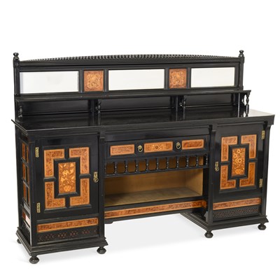 Lot 1085 - A VICTORIAN AESTHETIC EBONISED AND INLAID SIDEBOARD, CIRCA 1870