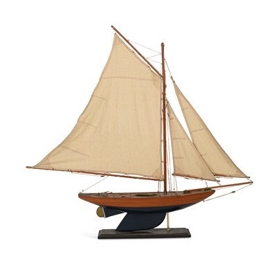 Lot 844 - A LARGE WOODEN MODEL POND YACHT
