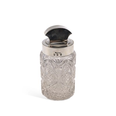 Lot 261 - A GERMAN SILVER TOPPED CUT GLASS DRESSING TABLE JAR