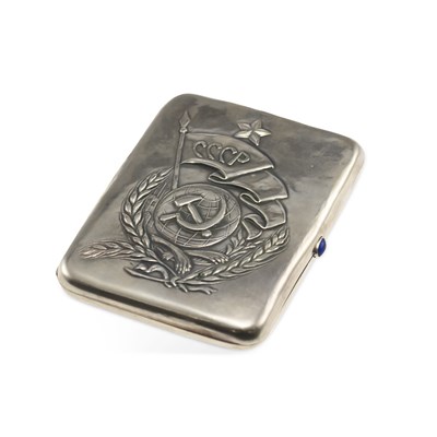 Lot 229 - A RUSSIAN SOVIET ERA SILVER CIGARETTE CASE