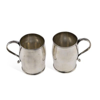 Lot 426 - A PAIR OF GEORGE III PROVINCIAL SILVER MUGS